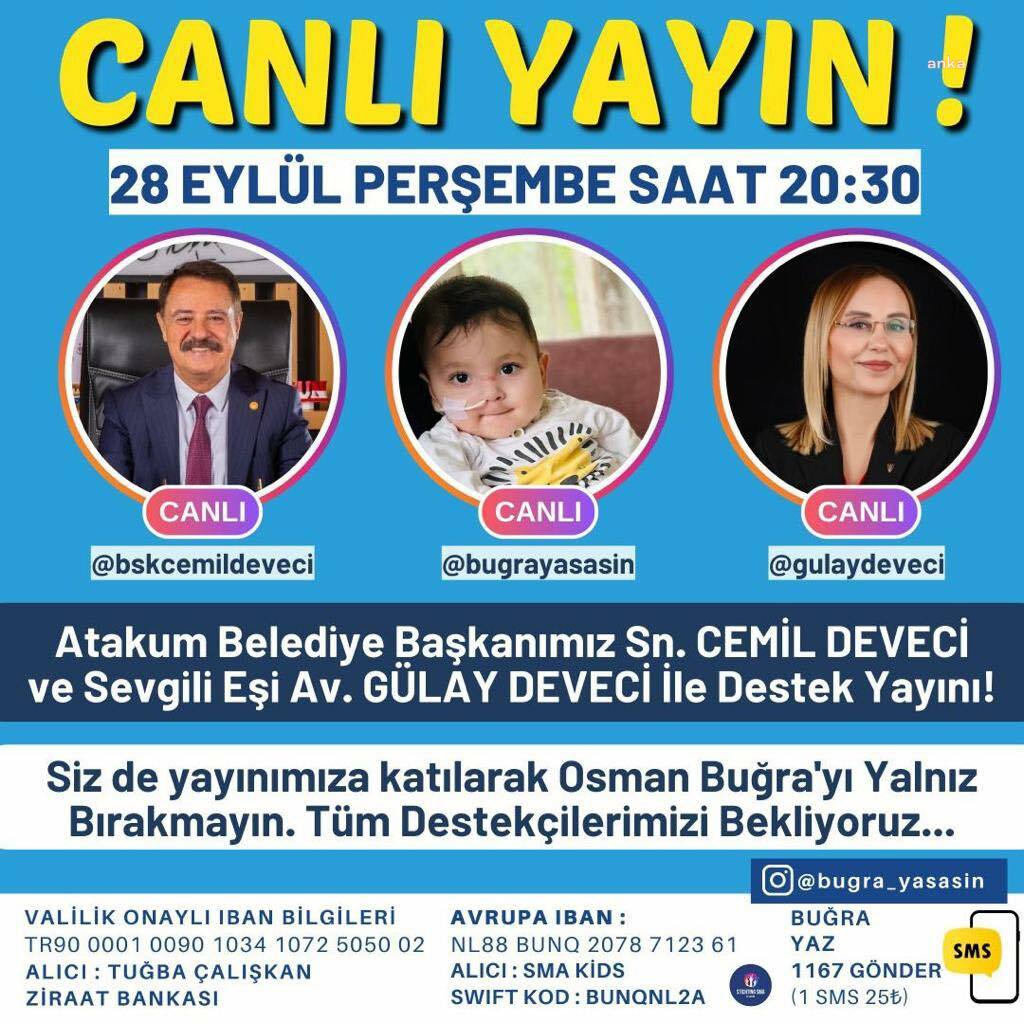 ATAKUM BELEDİYE BAŞKANI DEVECİ’DEN SMA’LI MİNİK BUĞRA İÇİN DAYANIŞMA ÇAĞRISI
