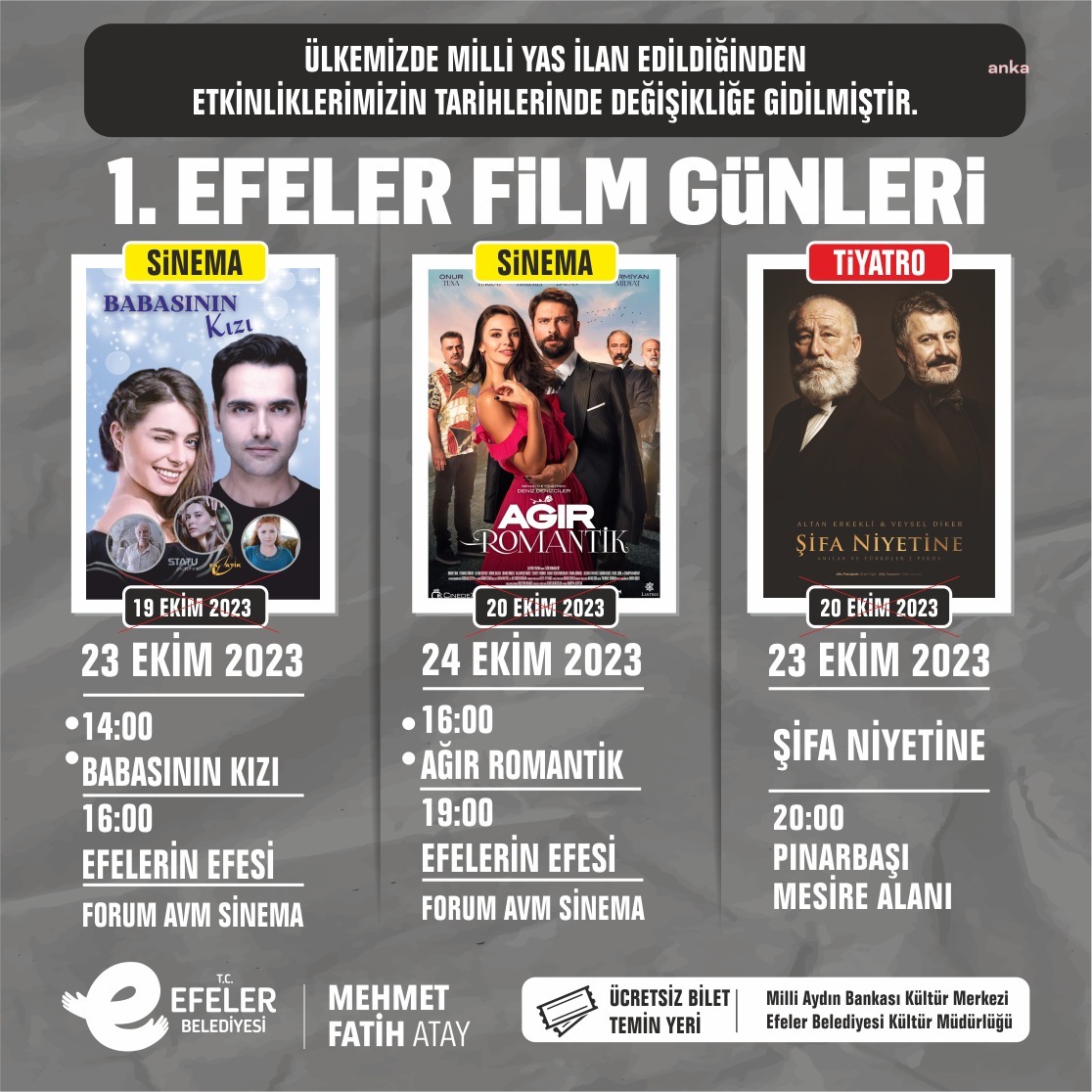 EFELER’İN FESTİVALİ MİLLİ YAS NEDENİYLE ERTELENDİ