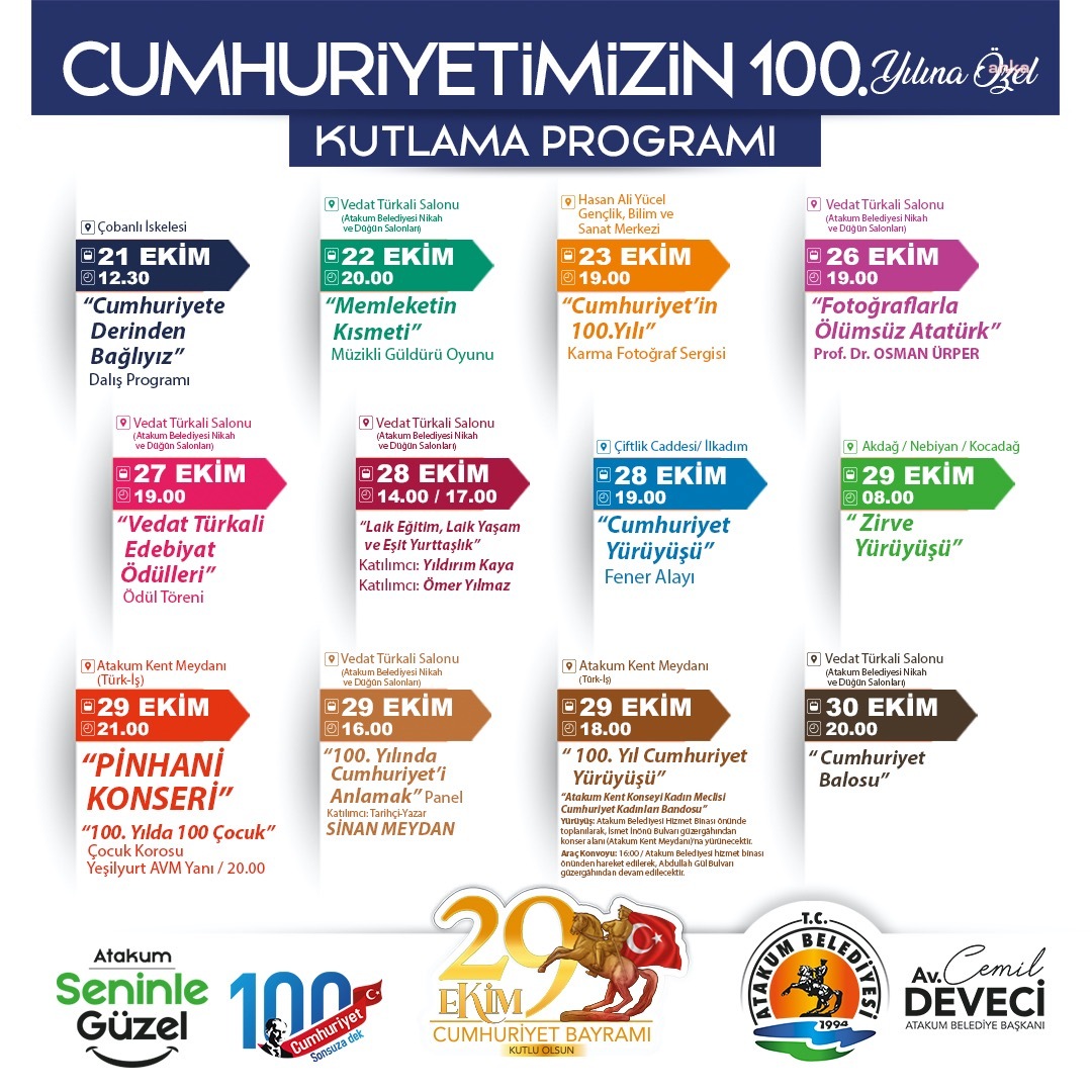 ATAKUM'DA CUMHURİYET'İN 100. YILINA ÖZEL PROGRAM