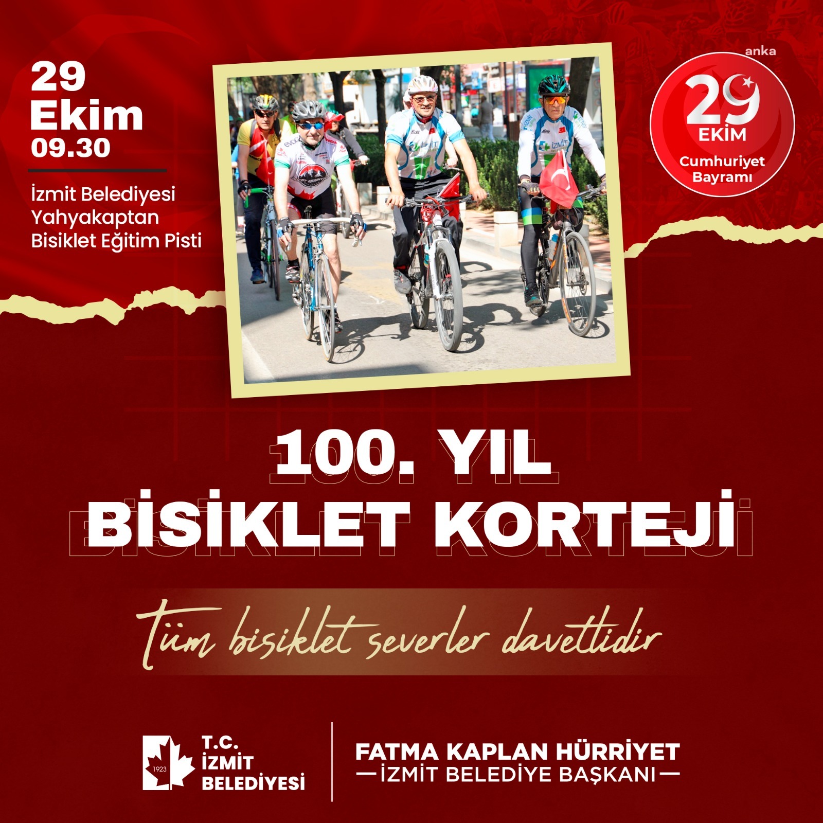 İZMİT'TE 100. YIL CUMHURİYET BİSİKLET KORTEJİ