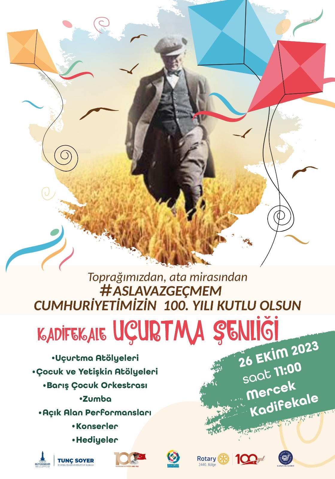 İZMİR'DE CUMHURİYET’İN 100.YILI UÇURTMA ŞENLİĞİ İLE KUTLANACAK