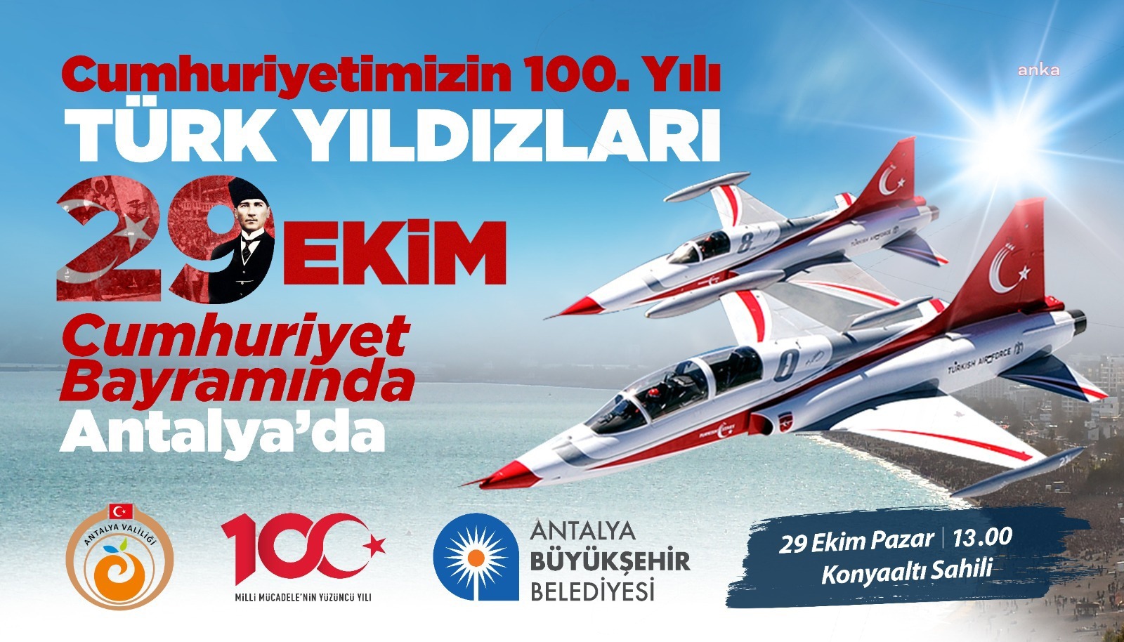ANTALYA CUMHURİYET'İN 100. YILINI TÜRK YILDIZLARI İLE KUTLAYACAK