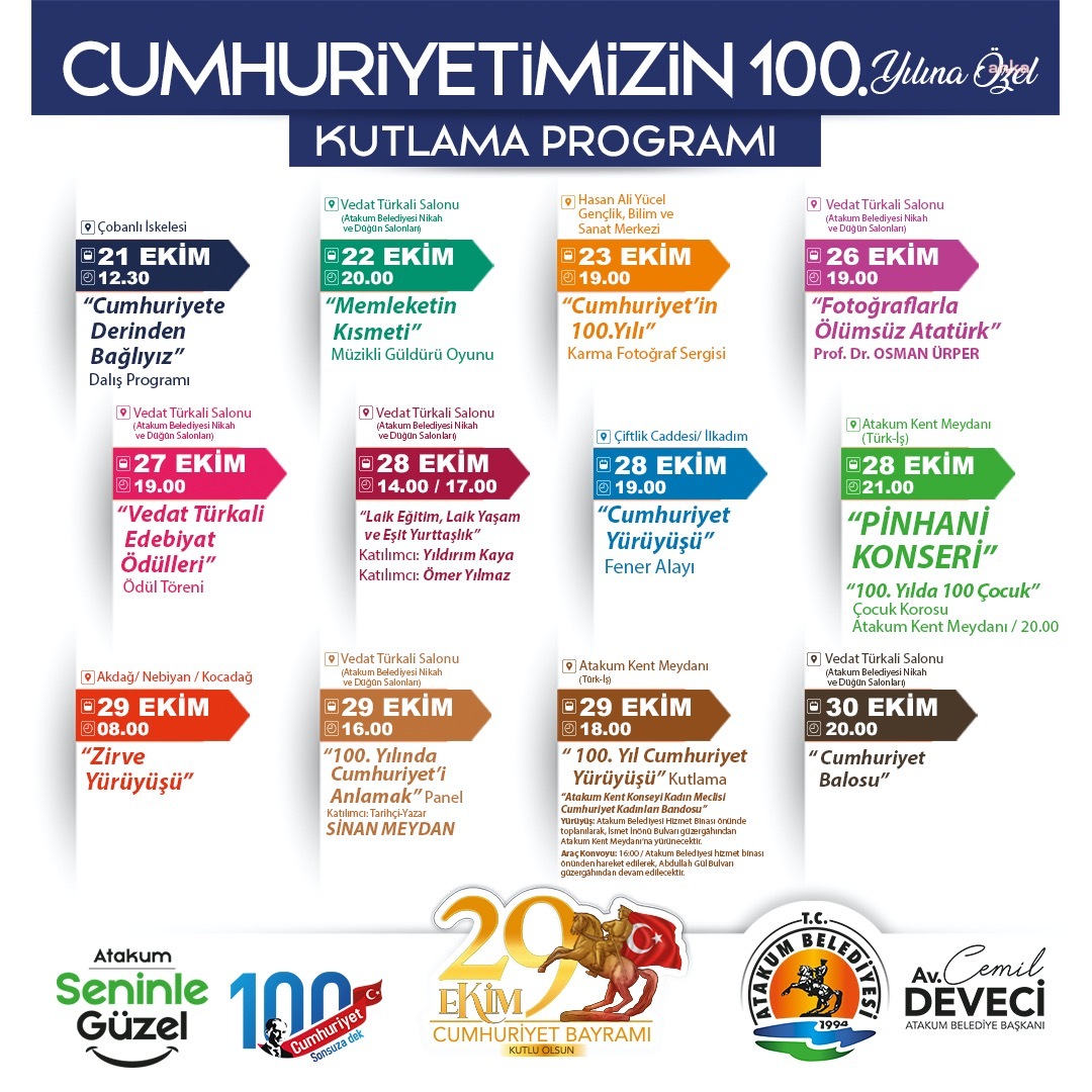 ATAKUM’DA CUMHURİYET’İN 100. YILINA ÖZEL PROGRAM