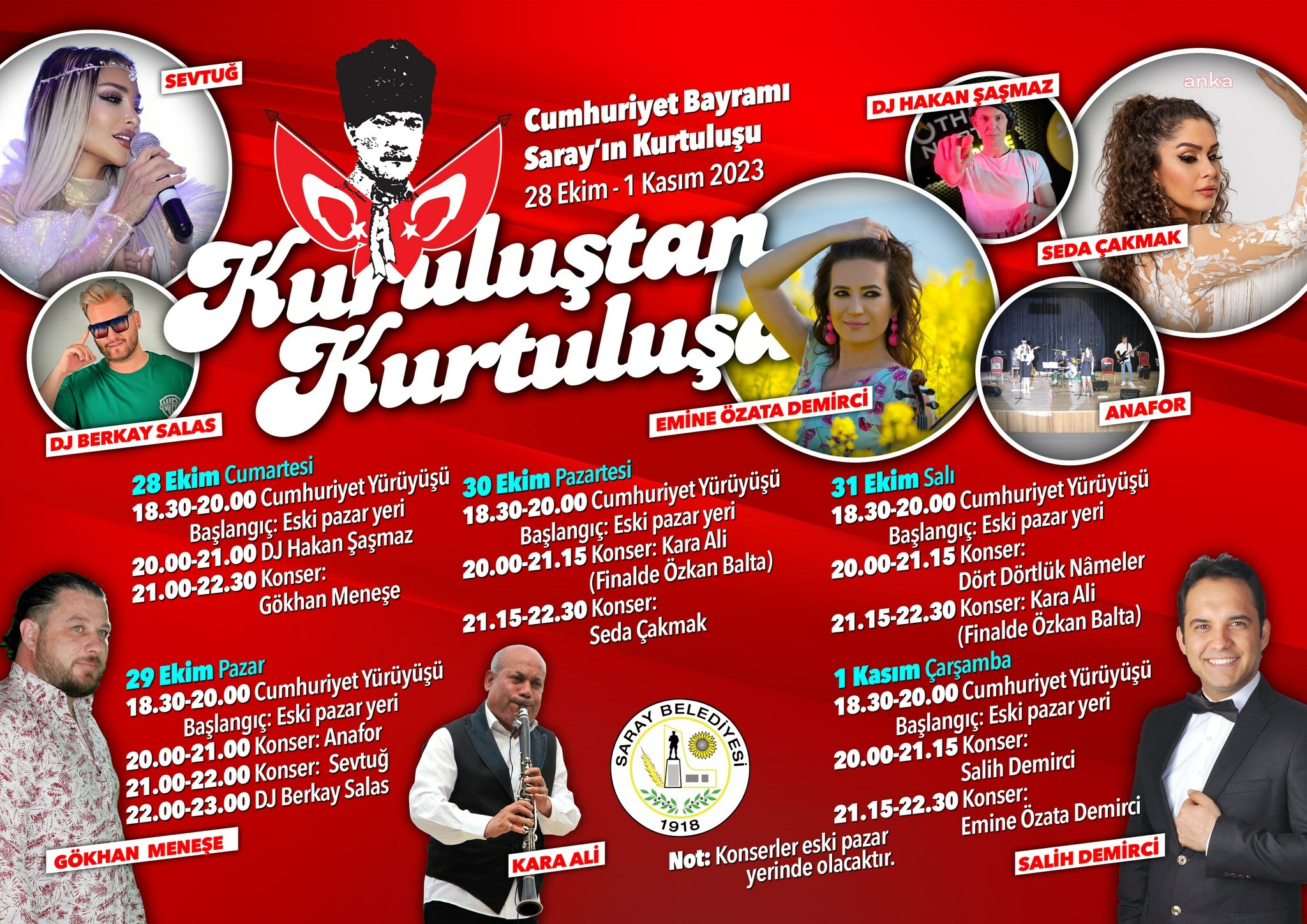 SARAY'DA CUMHURİYET  VE KURTULUŞ COŞKUSU BİRLEŞİYOR