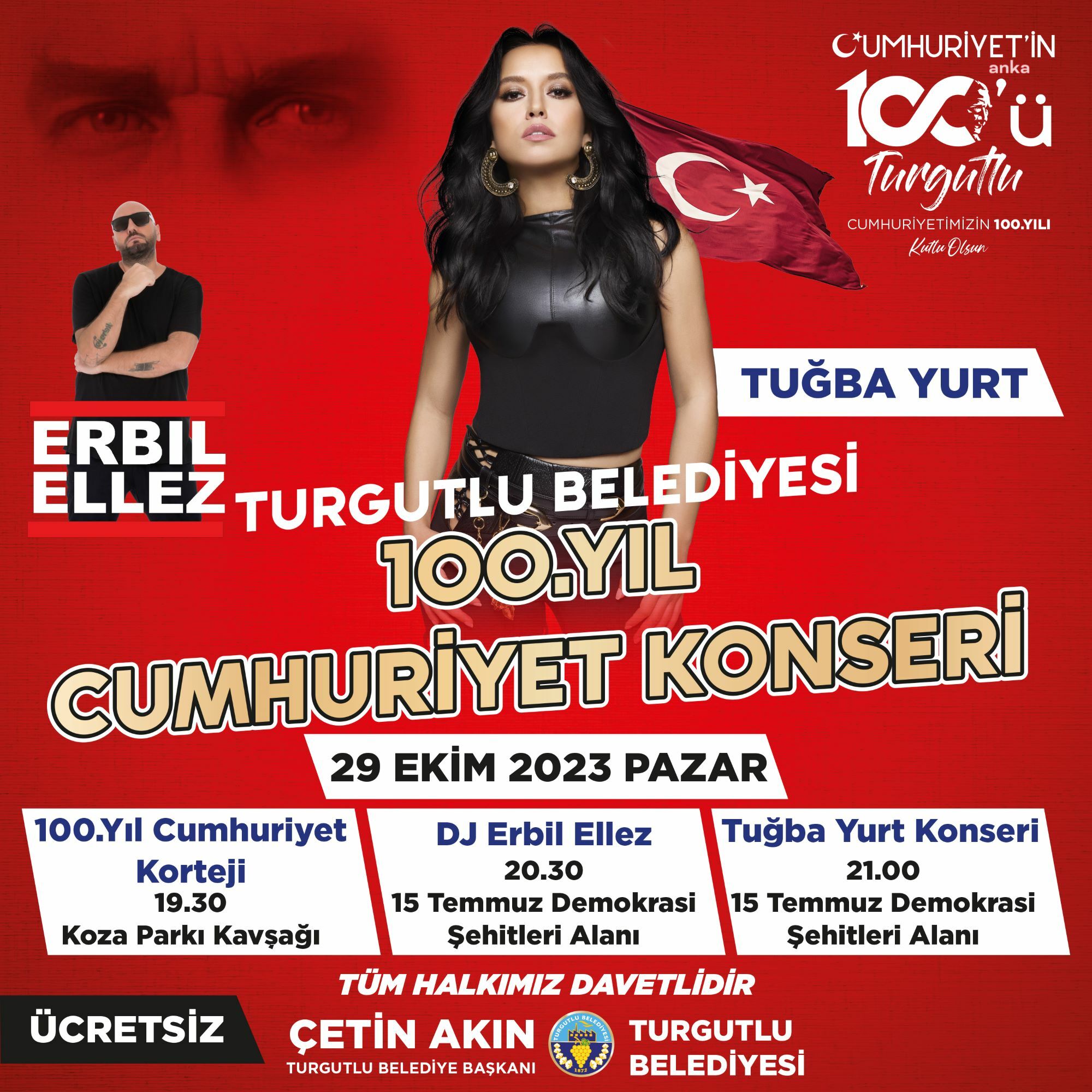 CUMHURİYET BAYRAMININ 100’ÜNCÜ YIL COŞKUSU TURGUTLU’DAN YANKILANACAK