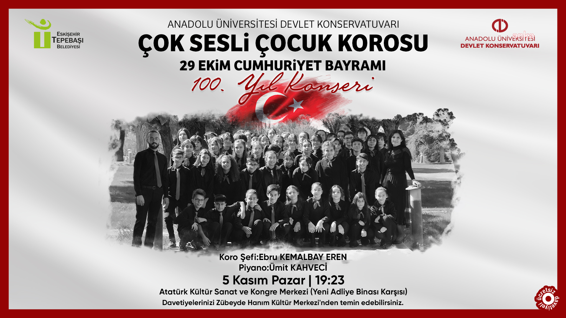 TEPEBAŞI'NDA, ÇOK SESLİ ÇOCUK KOROSUNDAN 100. YIL KONSERİ