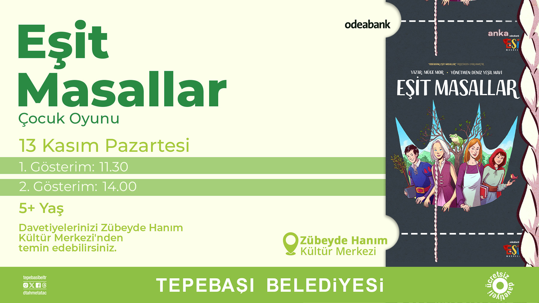 ‘EŞİT MASALLAR’ ESKİŞEHİRLİ ÇOCUKLARLA BULUŞACAK