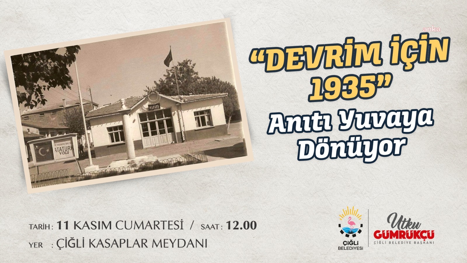 ÇİĞLİ BELEDİYESİ “DEVRİM İÇİN 1935” ANITINI İLK YERİNE TAŞIYOR