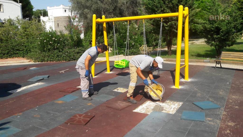 BODRUM BELEDİYESİ, ÇOCUK OYUN PARKLARI VE SPOR ALANLARINI BAKIMA ALDI