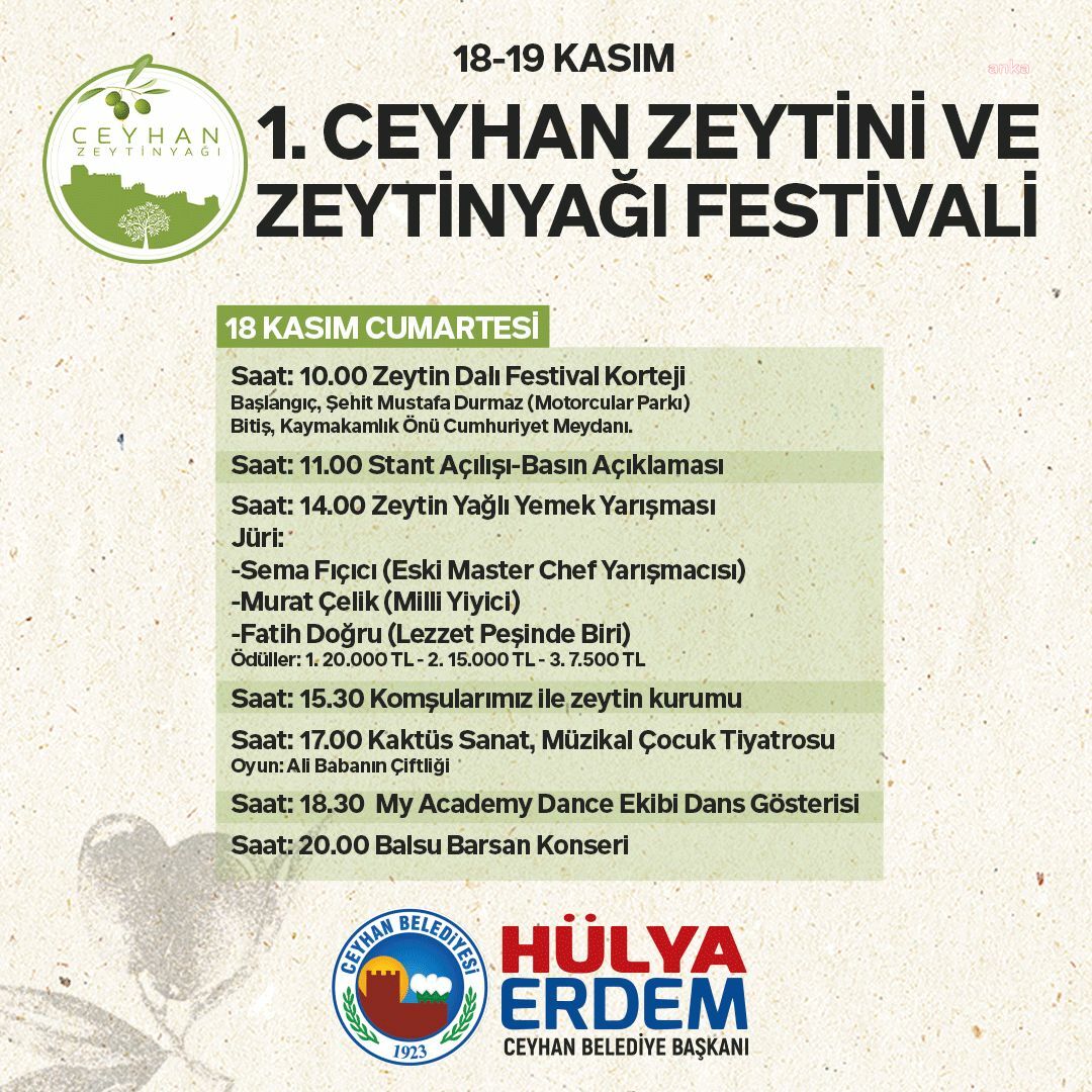 CEYHAN’DA ZEYTİN VE ZEYTİNYAĞI FESTİVALİ