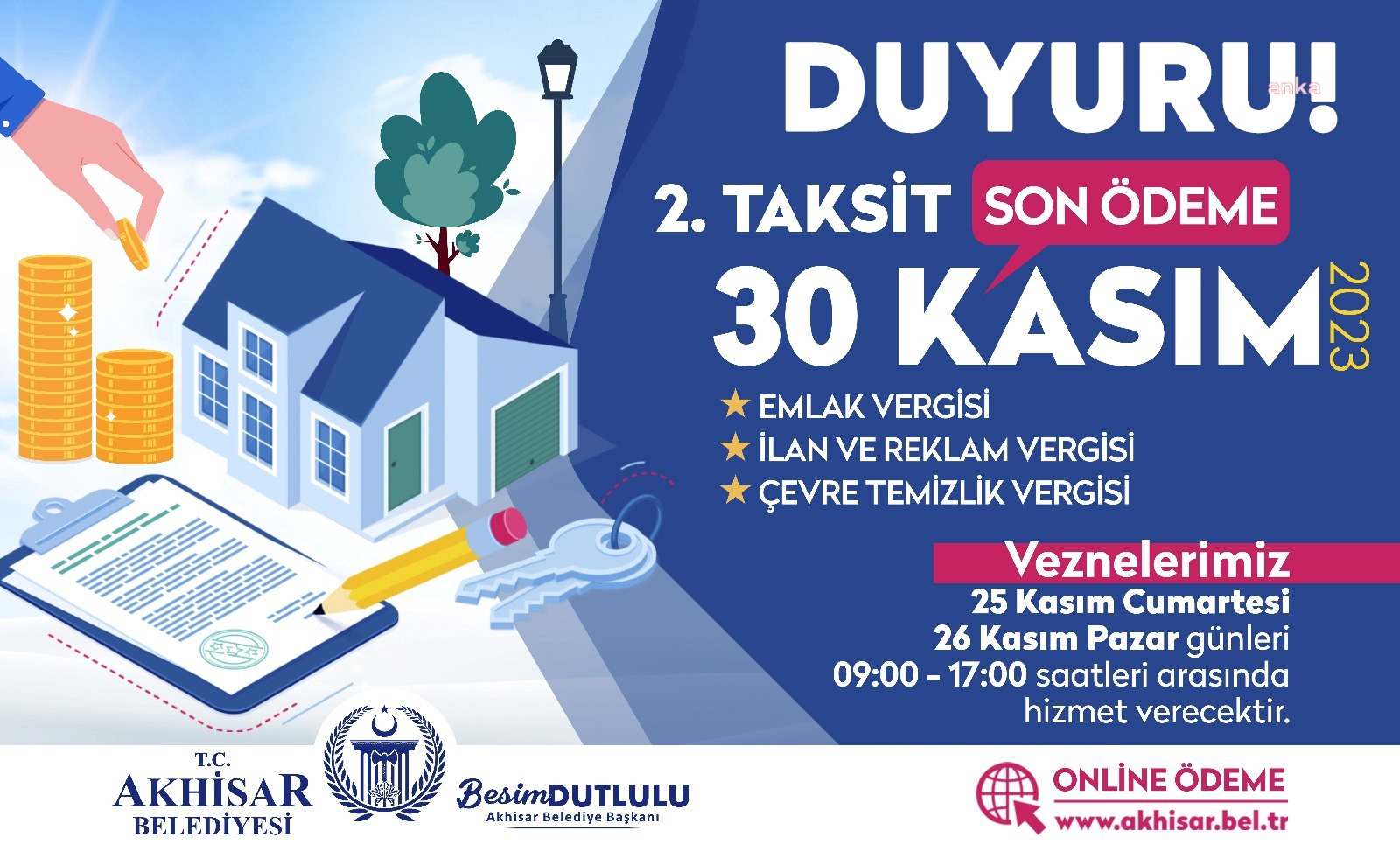 AKHİSAR BELEDİYESİ VEZNELERİ HAFTASONUDA AÇIK OLACAK