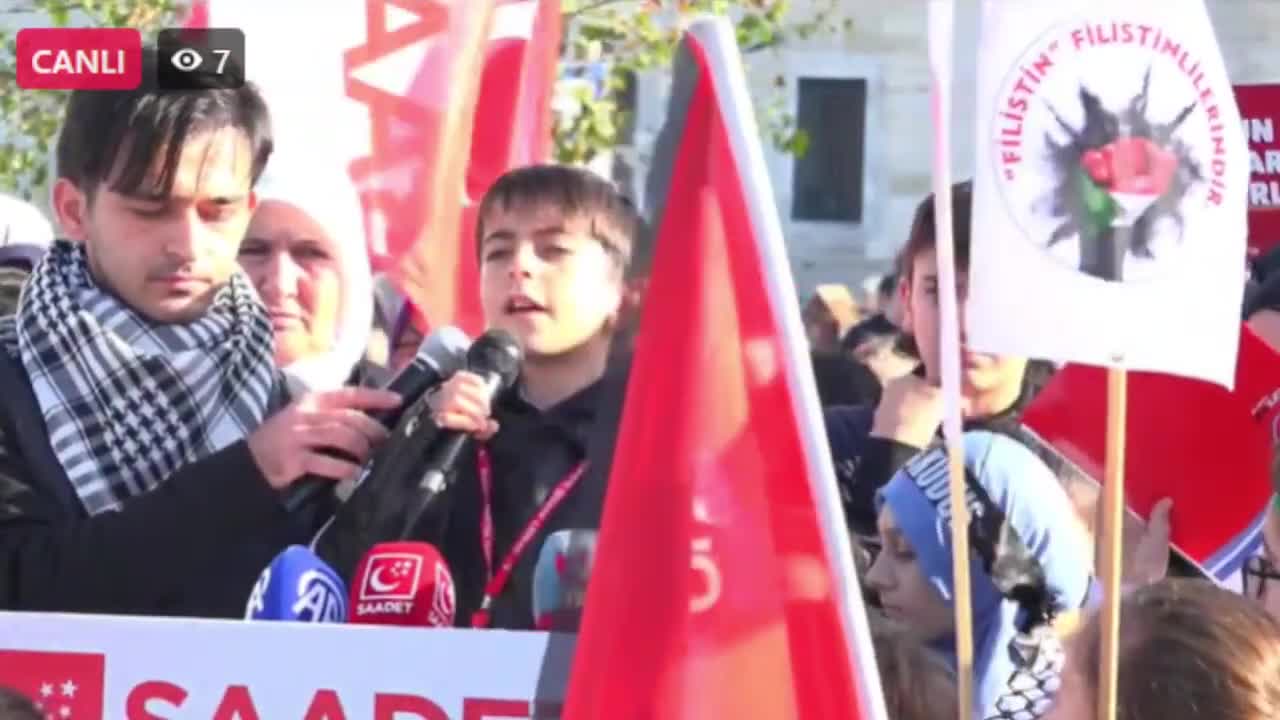 SAADET PARTİSİ İSTANBUL İL BAŞKANLIĞI, ÇOCUKLARLA FİLİSTİN'E DESTEK AÇIKLAMASI YAPTI, İSLAM ÜLKELERİNİ AYAĞA KALKMAYA ÇAĞIRDI