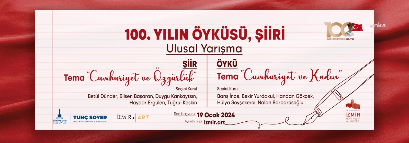 “100. YILIN ÖYKÜSÜ, ŞİİRİ" YARIŞMASINA BAŞVURULAR BAŞLADI
