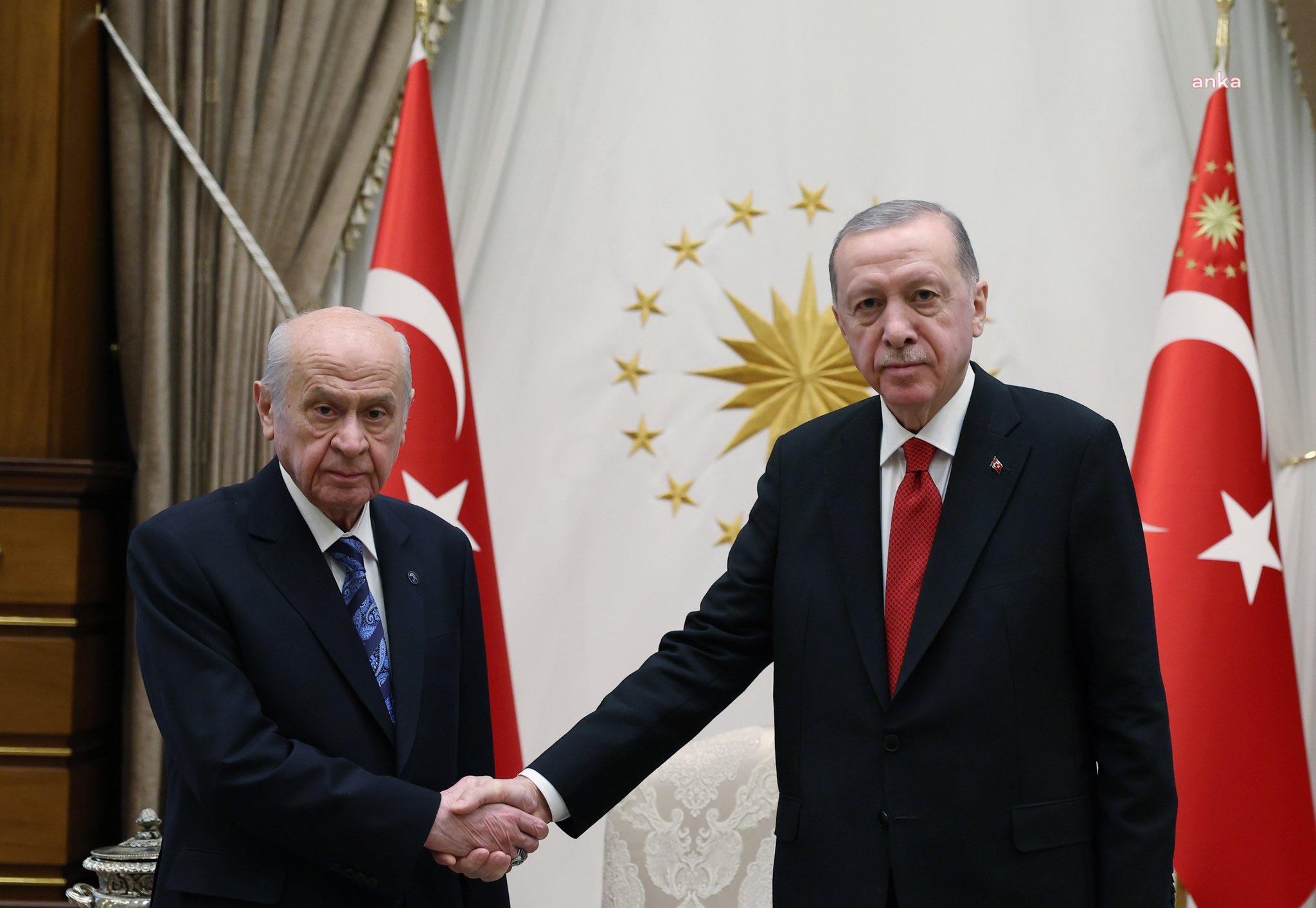 CUMHURBAŞKANI ERDOĞAN, MHP GENEL BAŞKANI BAHÇELİ İLE CUMHURBAŞKANLIĞI'NDA BİR ARAYA GELDİ