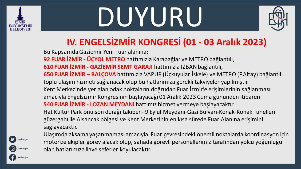 4. ENGELSİZMİR KONGRESİ İÇİN ULAŞIM NOKTALARI OLUŞTURULDU
