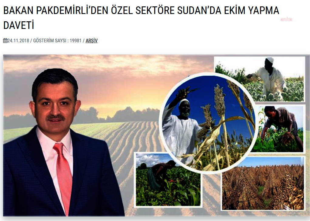 SUDAN'DA 1 MİLYON DÖNÜM TARIM ARAZİSİ İŞLENECEKTİ, İKİ ÜLKE ARASINDAKİ ULUSLARARASI ŞİRKET CUMHURBAŞKANI ERDOĞAN'IN KARARIYLA TASFİYE EDİLDİ