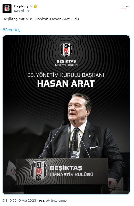 BEŞİKTAŞ’IN YENİ BAŞKANI HASAN ARAT OLDU