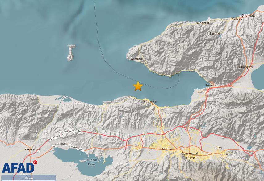 MARMARA DENİZİ GEMLİK KÖRFEZİ’NDE 5,1 BÜYÜKLÜĞÜNDE DEPREM
