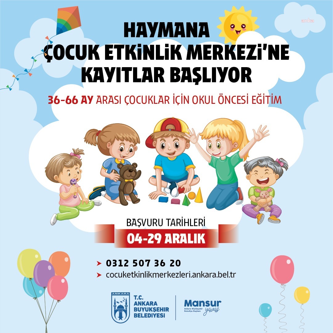 HAYMANA ÇOCUK ETKİNLİK MERKEZİ İÇİN BAŞVURULAR BAŞLADI