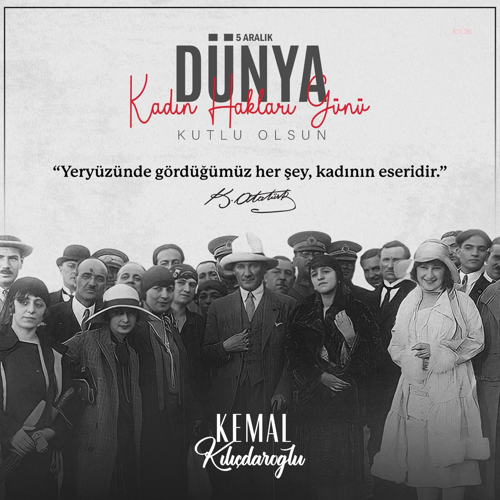 KILIÇDAROĞLU: KADINLARIN HAKLARINI ALMASI, EŞİT TEMSİLİYETİN SAĞLANMASI VE ÇAĞDAŞ TÜRKİYE’NİN İNŞASI İÇİN MÜCADELEMİZİ SÜRDÜRECEĞİZ