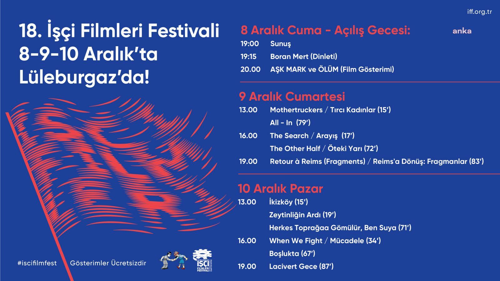 18. İŞÇİ FİLMLERİ FESTİVALİ LÜLEBURGAZ’DA 8 ARALIK'TA BAŞLIYOR