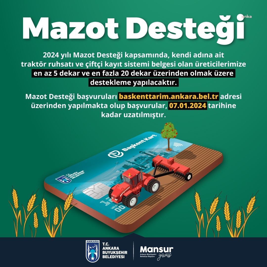 ABB'DEN KIRSAL KALKINMAYA DESTEK: 2024 MAZOT DESTEĞİ BAŞVURU SÜRESİ UZATILDI