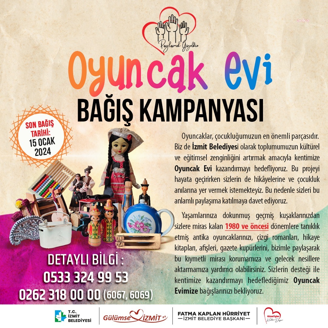 İZMİT BELEDİYESİ, OYUNCAK EVİ PROJESİNİ HAYATA GEÇİRİYOR