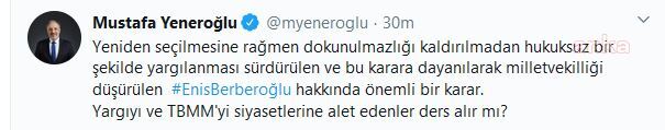 CHP'Lİ VEKİLLERDEN SOSYAL MEDYADAN ÇAĞRI: ENİS BERBEROĞLU MECLİSE DÖNSÜN
