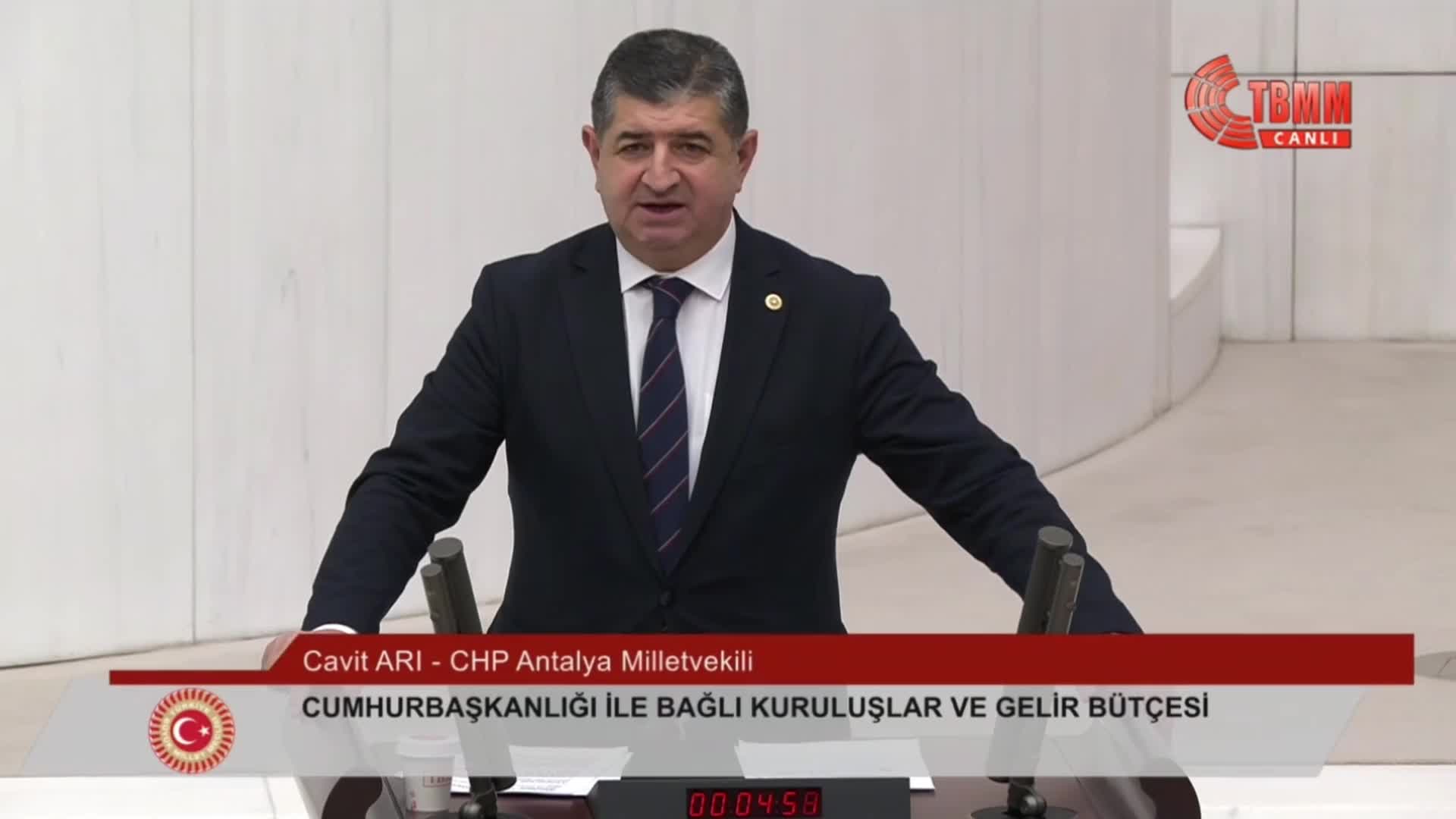 CAVİT ARI: “DEPREMDE CİDDİ MALİYET VAR. DAHA VATANDAŞIMIZIN BARINACAĞI EVİ YAPAMAMIŞSINIZ AMA AFAD İÇİN 350 MİLYON TL'LİK BİR OTEL PROJESİ YAPIYORSUNUZ. FİNİKE’DEN ELİNİZİ ÇEKİN”
