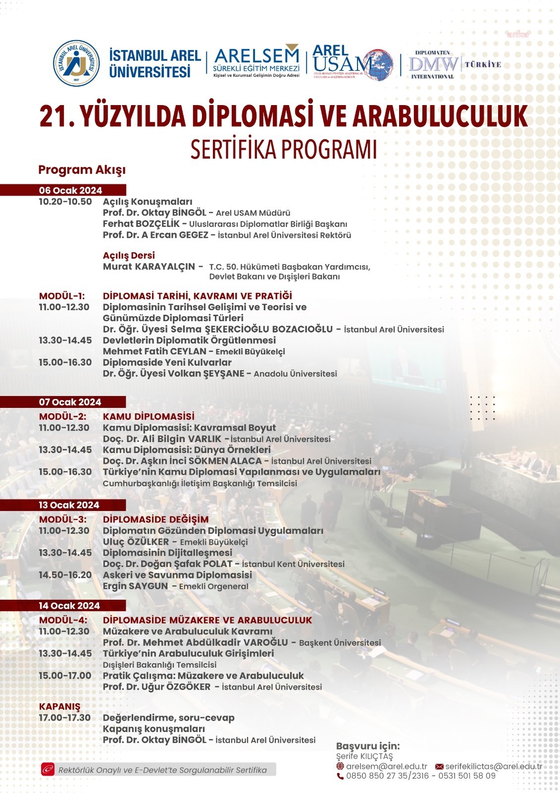 MURAT KARAYALÇIN, AREL ÜNİVERSİTESİ'NDE "DİPLOMASİ VE ARABULUCUK EĞİTİM" PROGRAMINDA AÇILIŞ DERSİ VERECEK