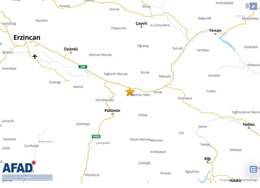 TUNCELİ PÜLÜMÜR’DE 4.2 BÜYÜKLÜĞÜNDE DEPREM OLDU