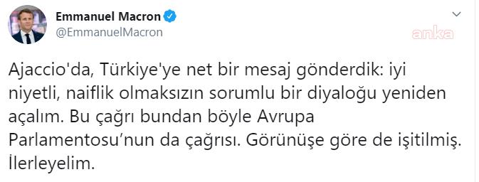 MACRON'DAN TÜRKÇE TWEET: "TÜRKİYE'YE NET BİR MESAJ GÖNDERDİK"