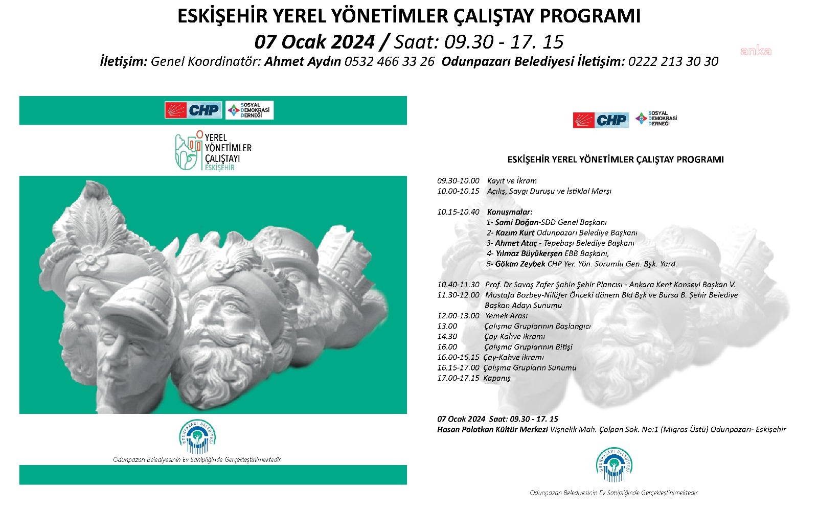 YEREL YÖNETİMLER ÇALIŞTAYI ODUNPAZARI BELEDİYESİ EV SAHİPLİĞİNDE ESKİŞEHİR’DE YAPILACAK