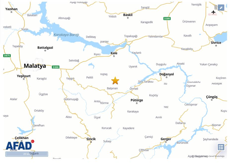 MALATYA PÜTÜRGE’DE 4.4 BÜYÜKLÜĞÜNDE DEPREM OLDU