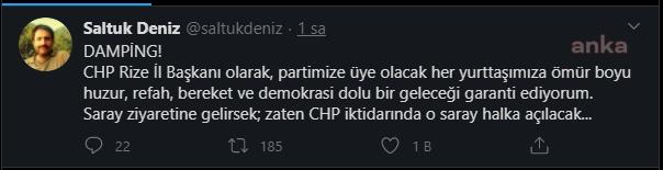 CHP RİZE İL BAŞKANI DENİZ’DEN AKP 'KÜLLİYE DE 1 GÜN” KAMPANYASINA YANIT: “CHP İKTİDARINDA O SARAY HALKA AÇILACAK”