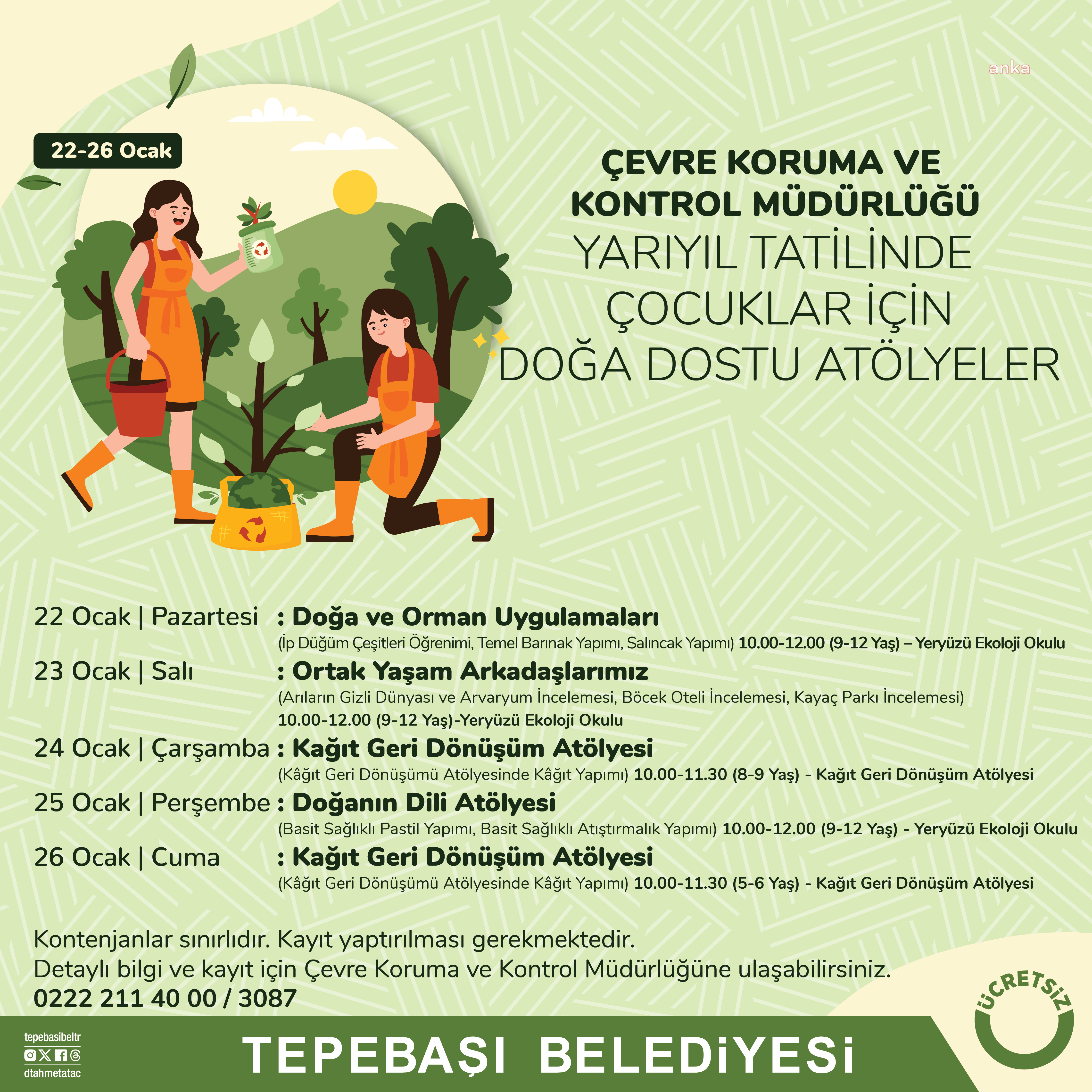 TEPEBAŞI'NDAN YARIYIL TATİLİNDE ÇOCUKLAR İÇİN DOĞA DOSTU ATÖLYELER
