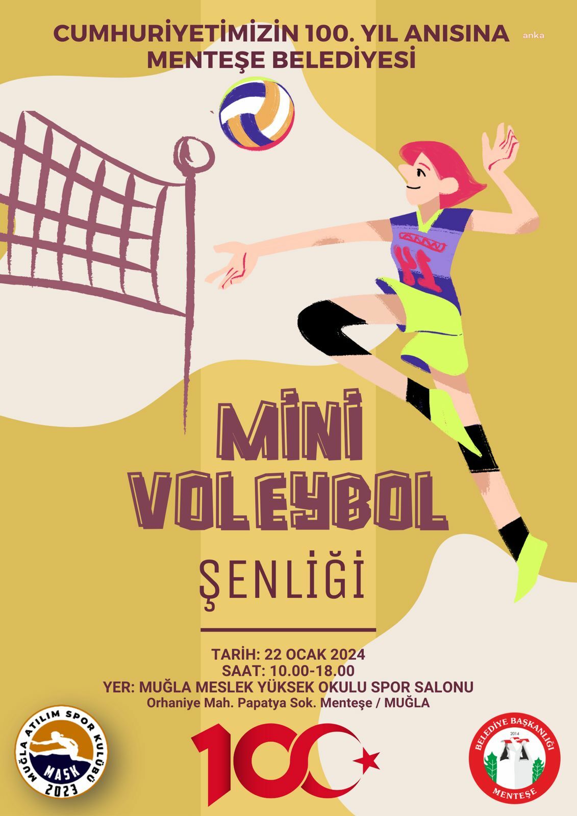 MENTEŞE'DE 100. YIL VOLEYBOL ŞENLİĞİ BAŞLIYOR