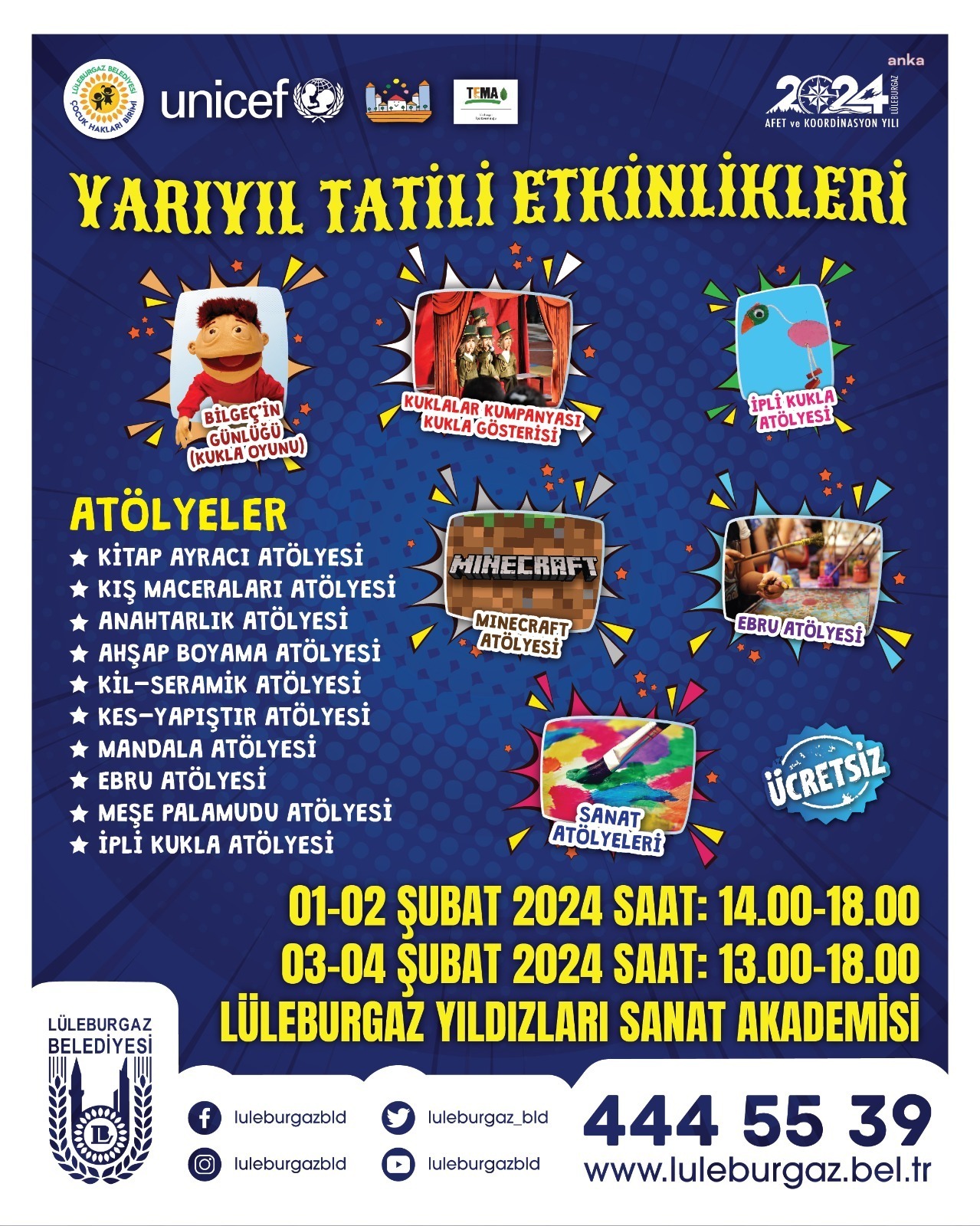 LÜLEBURGAZ BELEDİYESİ’NDEN DOLU DOLU YARIYIL TATİLİ ETKİNLİKLERİ