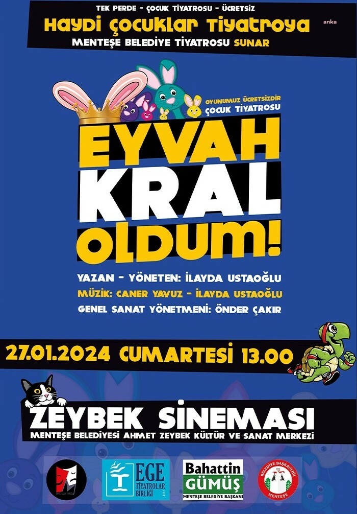 MENTEŞE BELEDİYE TİYATROSU, YARIYIL TATİLİNDE PERDELERİNİ ÇOCUKLAR İÇİN AÇIYOR