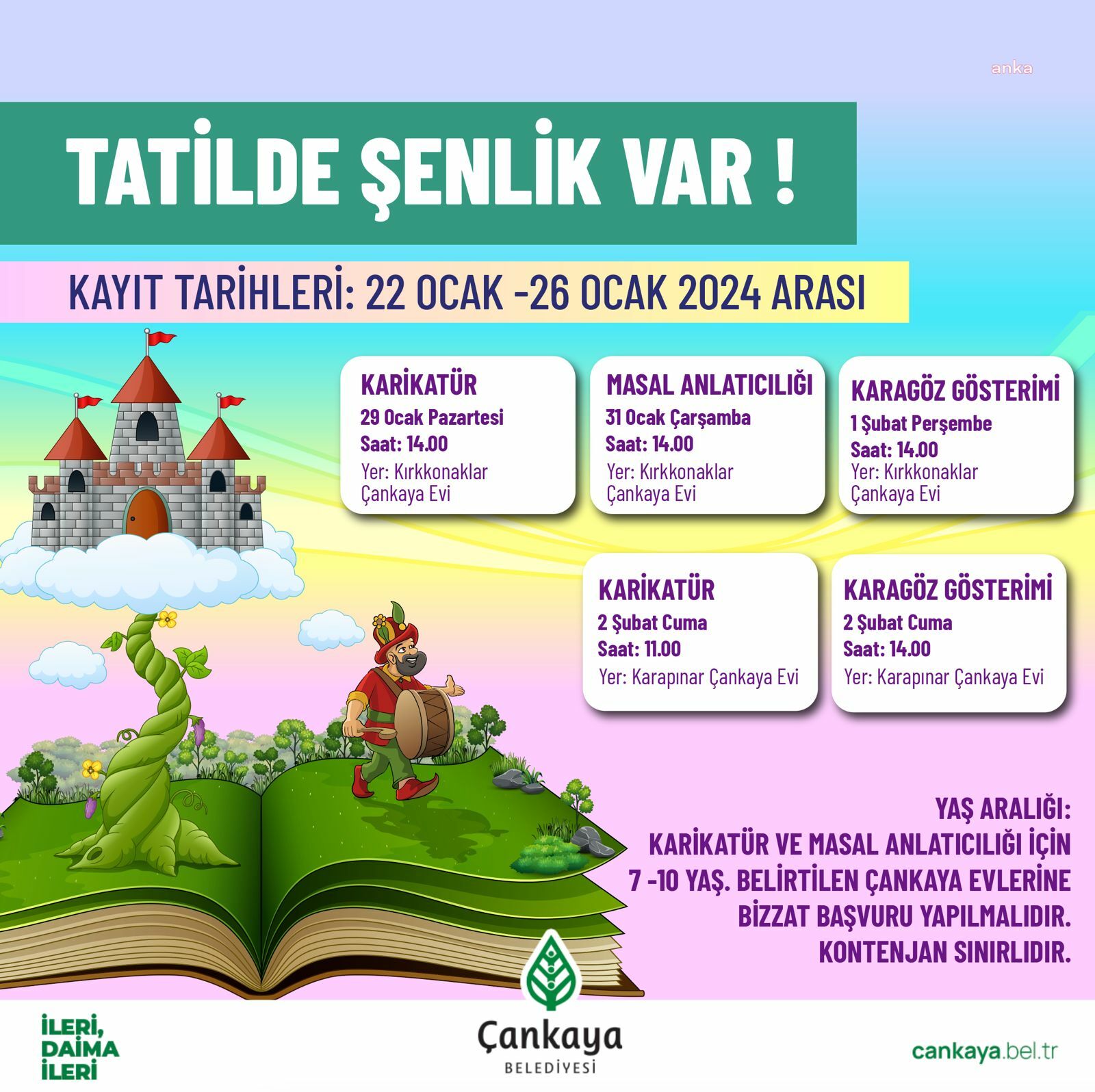 ÇANKAYA BELEDİYESİ'NDEN ÇOCUKLARA YARIYIL TATİLİ ŞENLİĞİ
