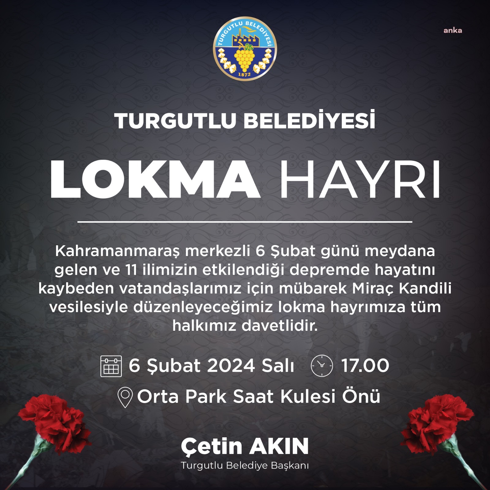 TURGUTLU BELEDİYESİ'NDEN DEPREMDE HAYATINI KAYBEDENLER İÇİN LOKMA HAYRI