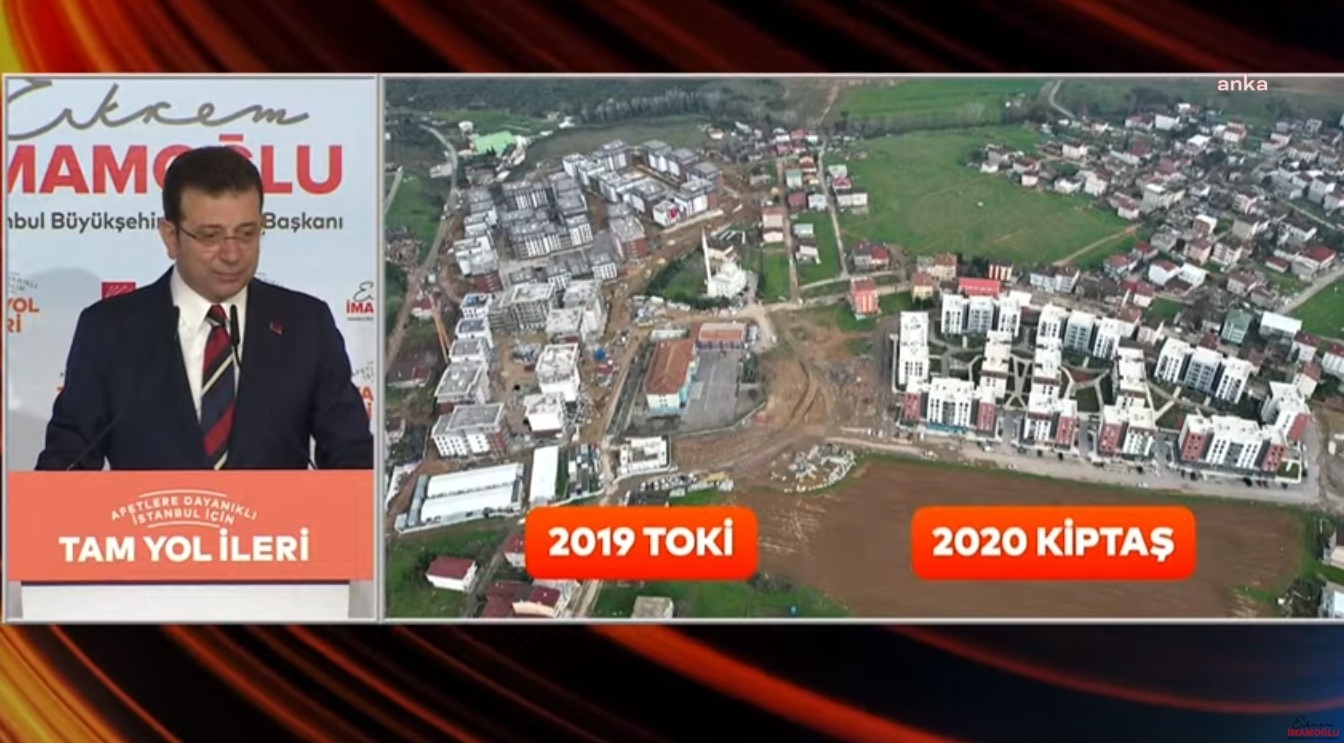 İMAMOĞLU: “2020'DE BAŞLAYAN KİPTAŞ PROJESİNİ SÖZ VERDİĞİMİZ GİBİ İKİ YIL İÇİNDE TAMAMLADIK VE VATANDAŞLARIMIZA TESLİM ETTİK. TOKİ PROJESİ DÖRDÜNCÜ YILINDA VE HALEN TAMAMLANMAYI BEKLİYOR”