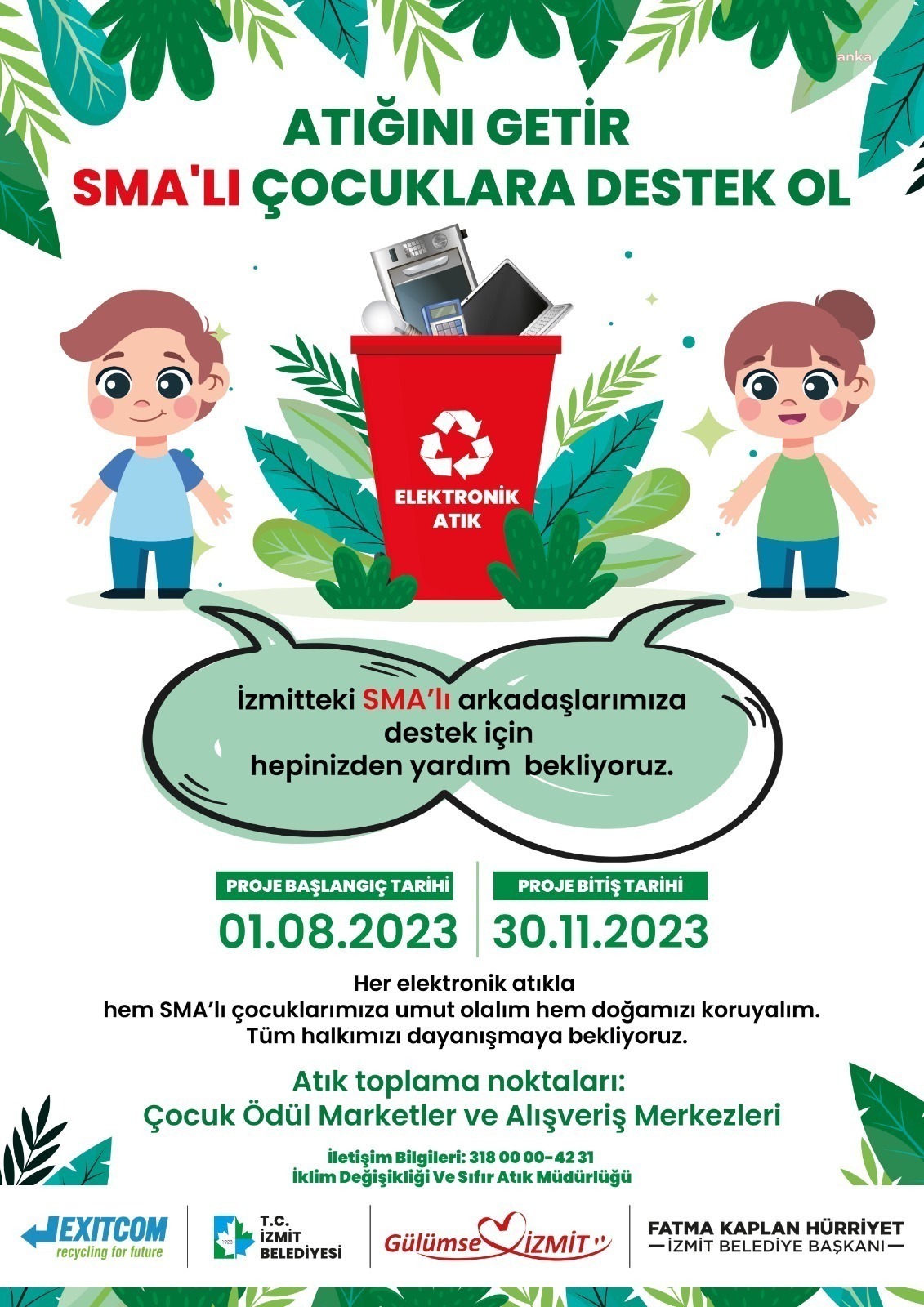 İZMİT BELEDİYESİ'NDEN GERİ DÖNÜŞÜM KAMPANYASI İLE SMA’LI ÇOCUKLARA DESTEK