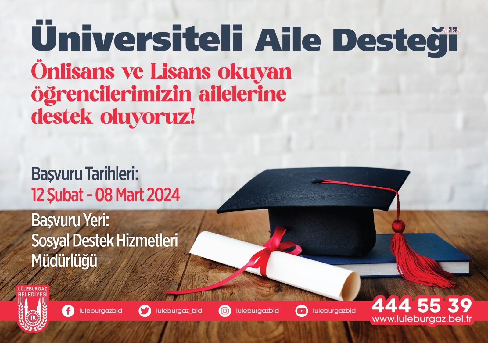 LÜLEBURGAZ BELEDİYESİ’NİN ‘ÜNİVERSİTELİ AİLE DESTEĞİ’NE BAŞVURULAR BAŞLIYOR