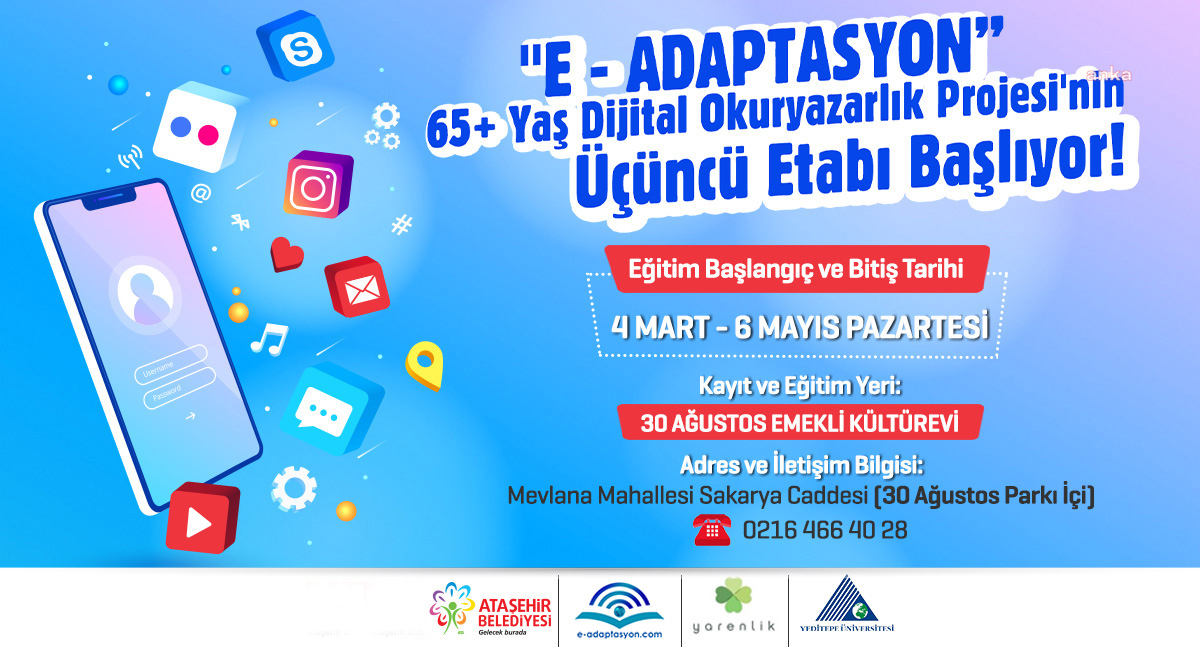 ATAŞEHİR'DE 65 YAŞ VE ÜSTÜ VATANDAŞLARA YÖNELİK “DİJİTAL OKURYAZARLIK PROJESİ” SÜRÜYOR