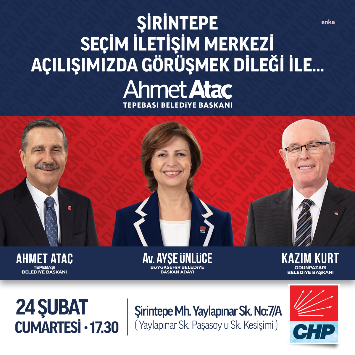 TEPEBAŞI BELEDİYE BAŞKANI ATAÇ, ŞİRİNTEPE SEÇİM İLETİŞİM MERKEZİ’Nİ AÇACAK