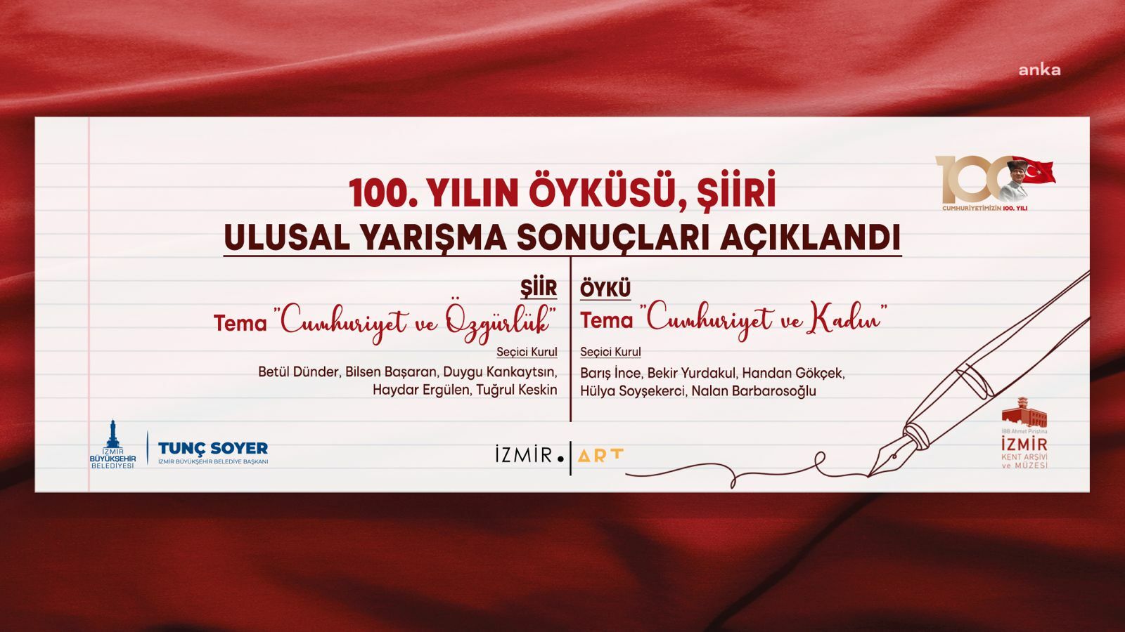 "100. YILIN ÖYKÜSÜ, ŞİİRİ” YARIŞMASI SONUÇLANDI