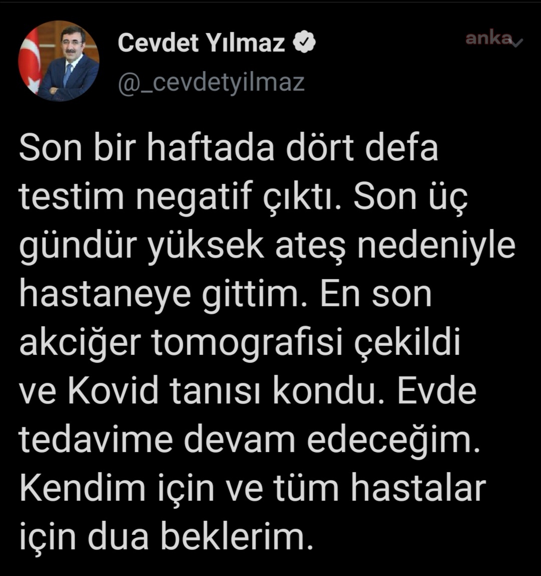 AKP'Lİ CEVDET YILMAZ'A COVID-19 TANISI KONULDU