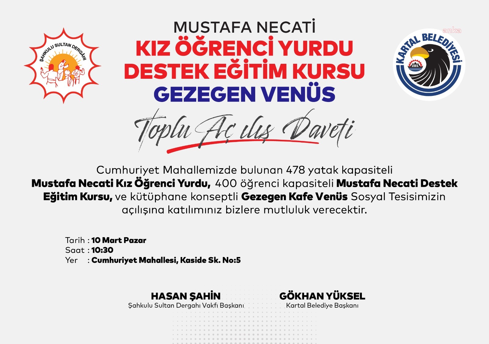 KARTAL’DA 3 BÜYÜK PROJENİN TOPLU AÇILIŞI, CHP GENEL BAŞKANI ÖZGÜR ÖZEL’İN KATILIMIYLA YAPILACAK