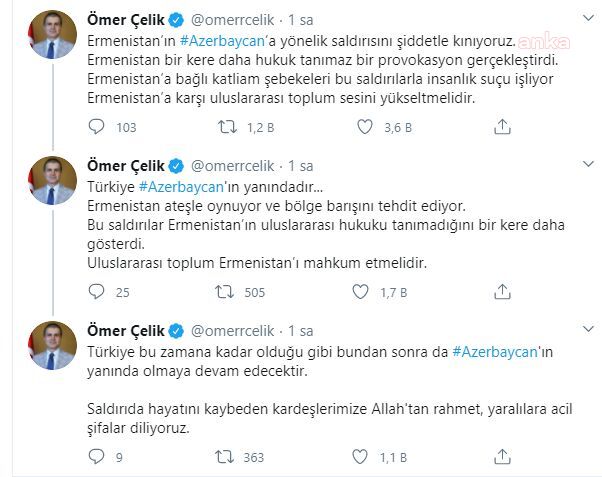 AKP SÖZCÜSÜ ÇELİK: ERMENİSTAN’A BAĞLI KATLİAM ŞEBEKELERİ İNSANLIK SUÇU İŞLİYOR
